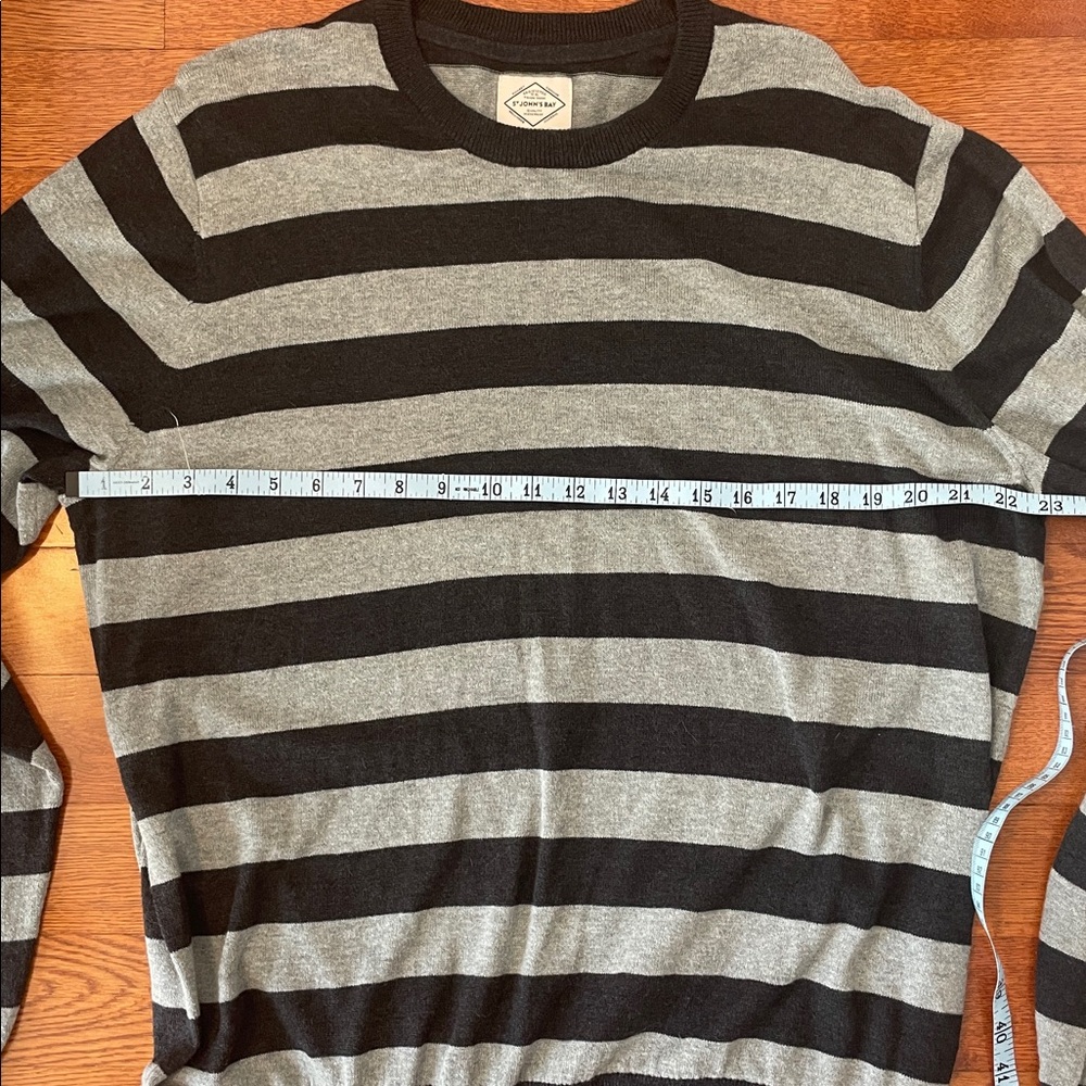 St. John's Bay Men’s Crewneck Sweater Black & Gray Stripes size XL Grunge Punk - Picture 3 of 5